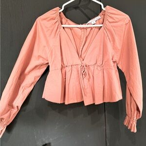 HYFVE crop long sleeve peplum peach blouse - size M
